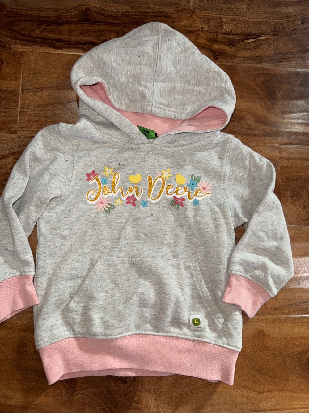 John Deere girls 3T sparkle  logo hoodie